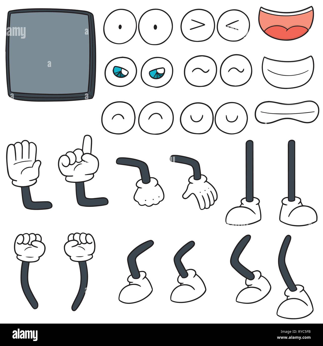 Set di vettore di cartoon dello smartphone Illustrazione Vettoriale