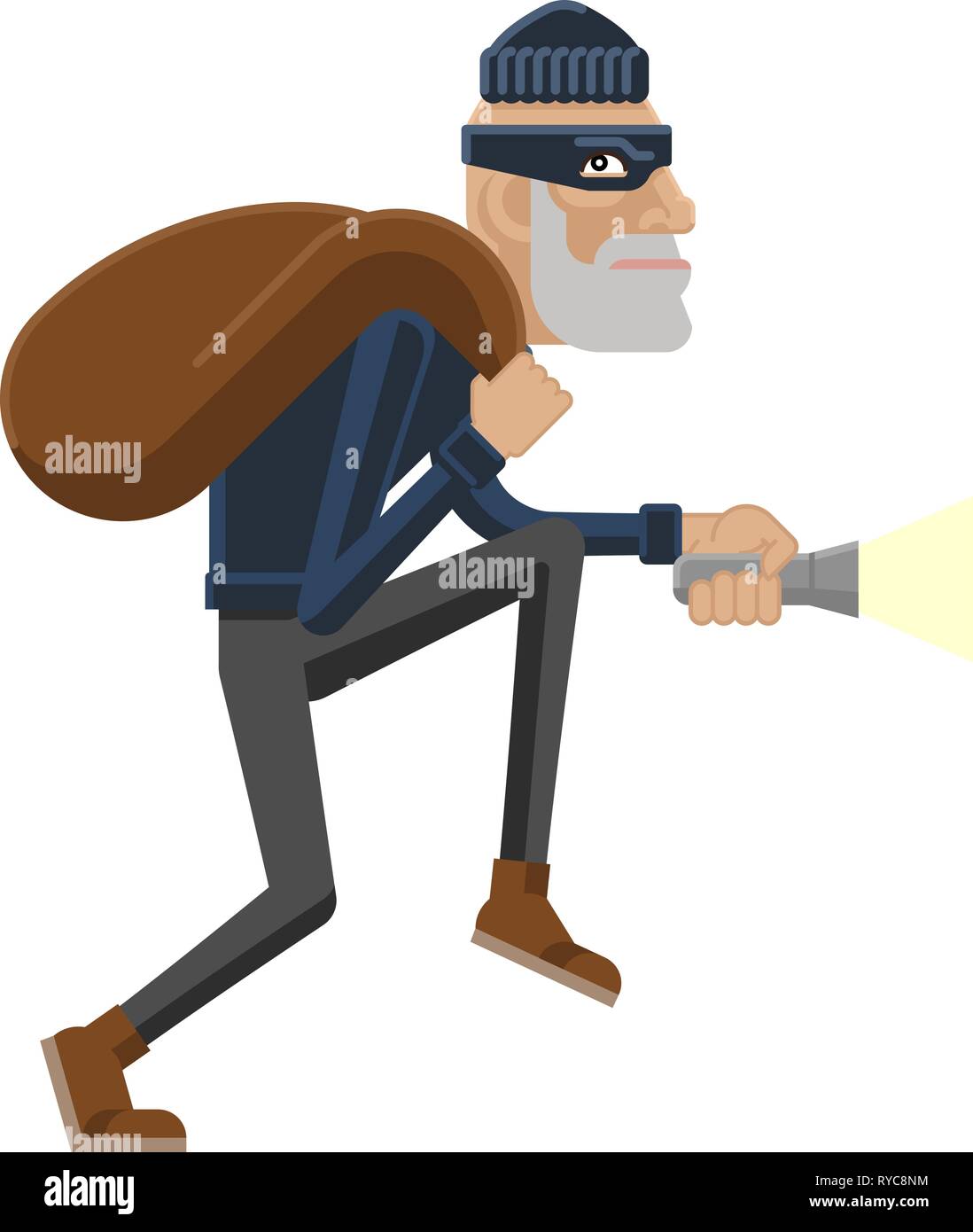 Ladro ladro ladro criminale mascotte cartoon Illustrazione Vettoriale