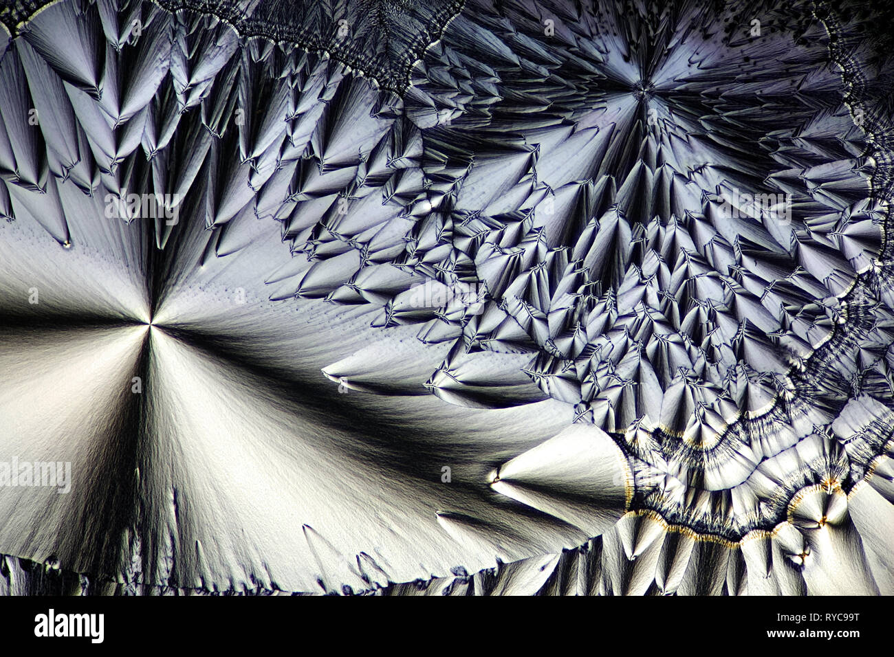 Chimica e tecnica. Questo è acido ascorbico, comunemente noto come Vitamina C, fotografato in forma cristallizzata Foto Stock
