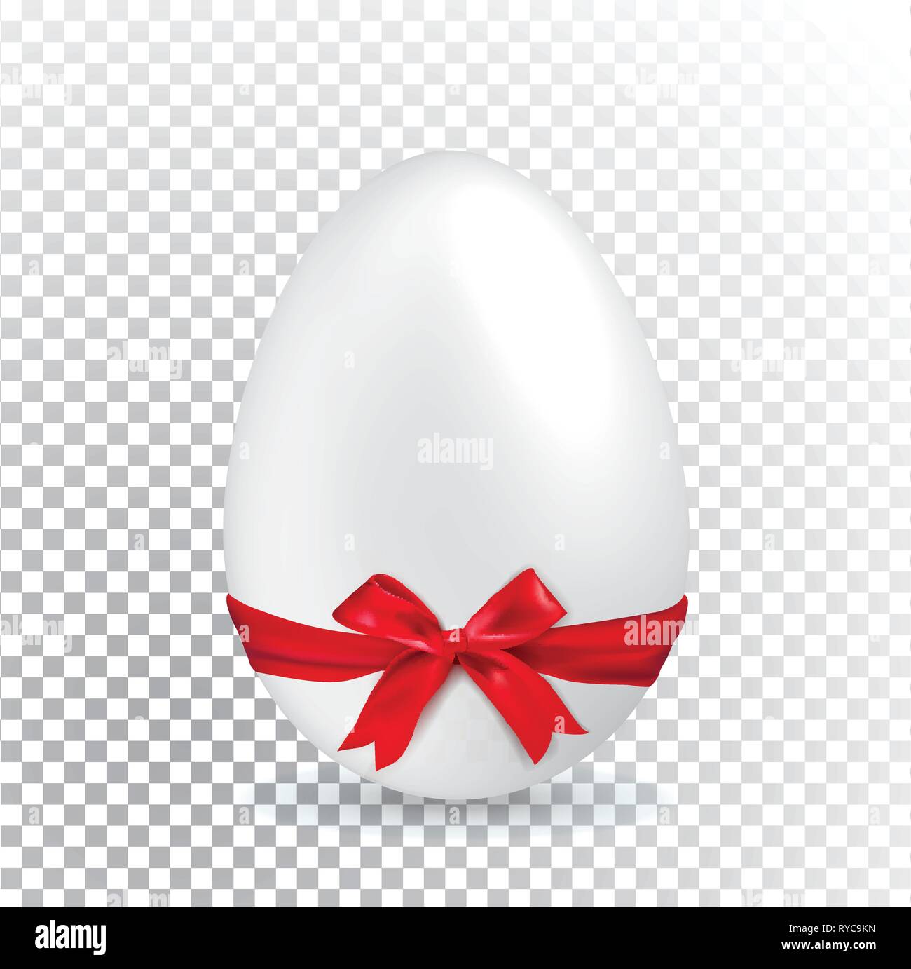 Bianco d'uovo di pasqua con nastro rosso su sfondo trasparente. Minimalismo.. Vendita banner Illustrazione Vettoriale