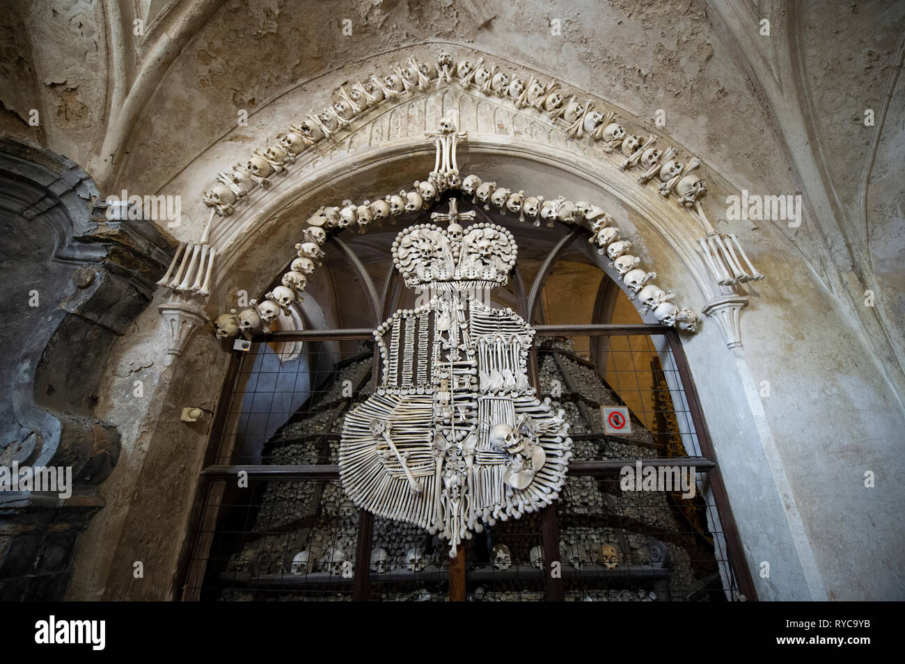 Il Sedlec ossario di osso o di chiesa a Kutná Hora, Praga, Repubblica Ceca Foto Stock