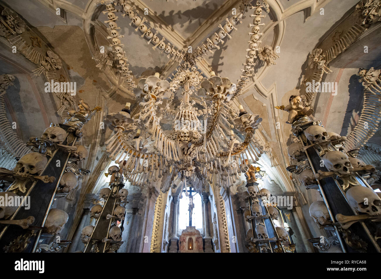 Il Sedlec ossario di osso o di chiesa a Kutná Hora, Praga, Repubblica Ceca Foto Stock