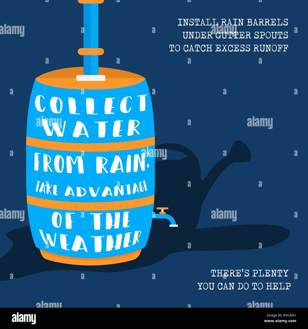 Giornata mondiale dell'acqua illustrazione con eco sostenibile friendly lifestyle informazioni, prendere vantaggio di pioggia in barels a casa. Illustrazione Vettoriale
