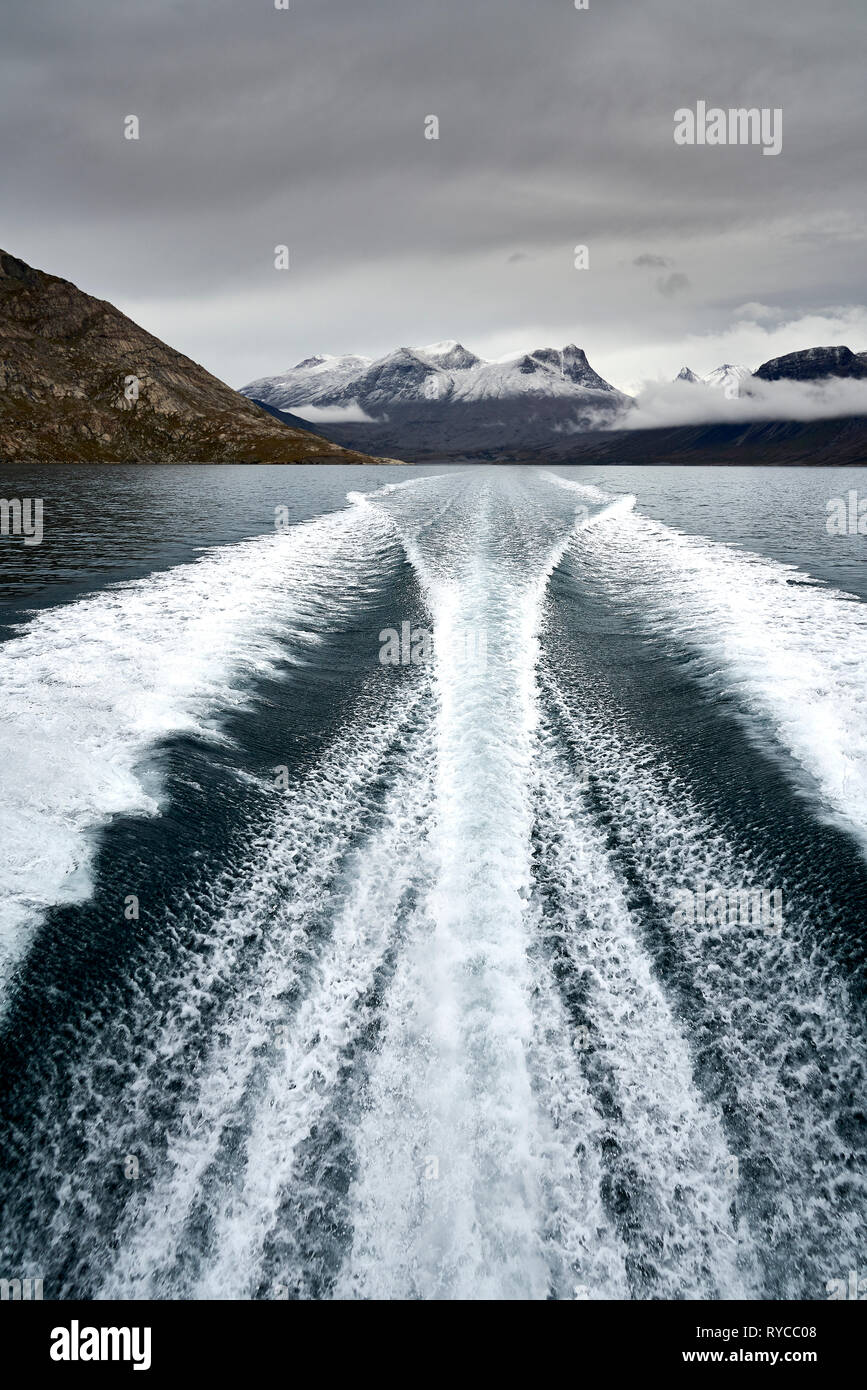 Wake on Eiriksfjordur, Groenlandia meridionale Foto Stock