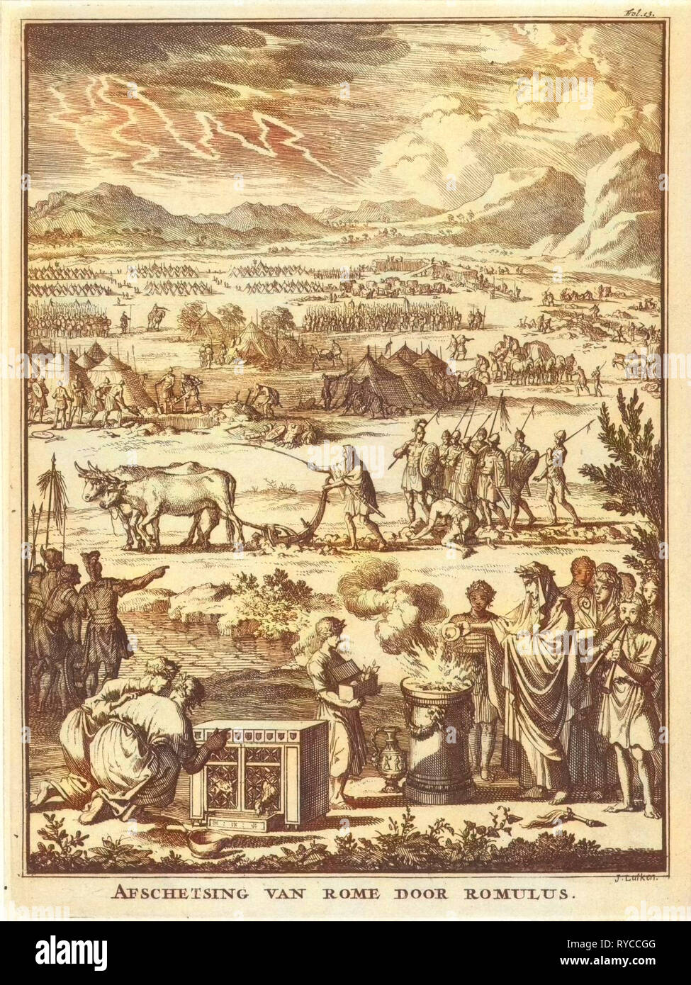 Romolo Fondazione Roma, Jan Luyken, François Halma, Willem van de acqua, 1697 Foto Stock
