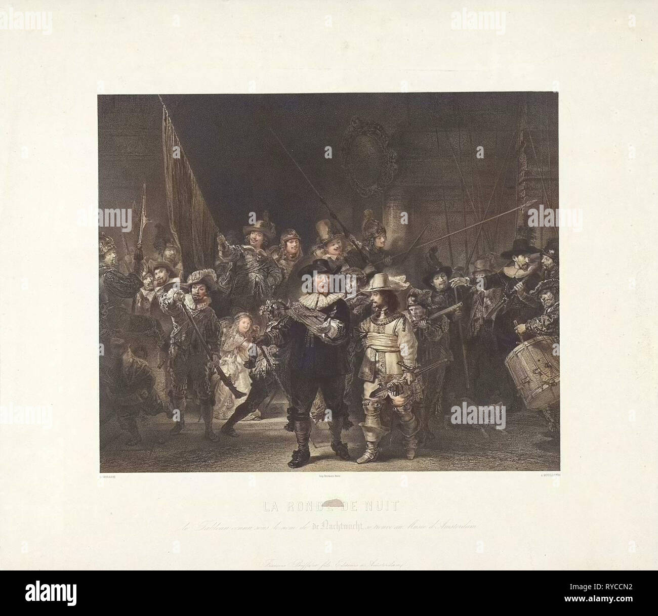 Nightwatch, Adolphe Mouilleron, Rembrandt Harmensz. van Rijn, Frans Buffa en Zonen, 1854 Foto Stock