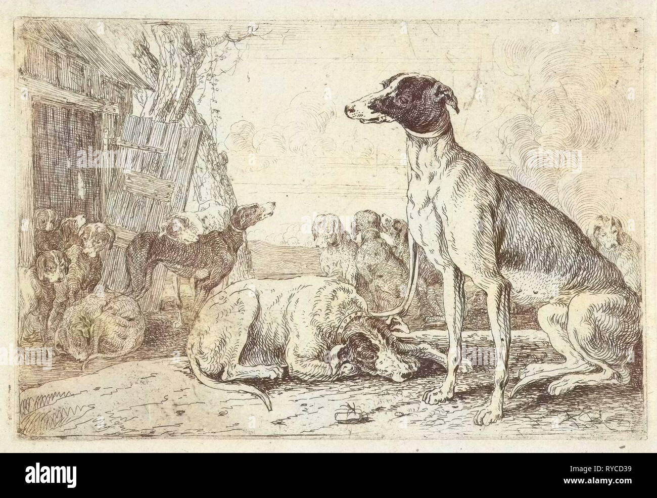 Fossa di scolo del cane, Jan van den Hecke ho 1656, Jan van den Hecke I, 1656 Foto Stock