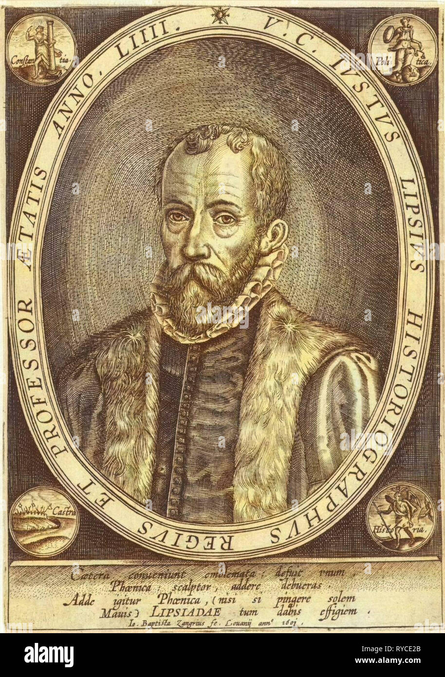 Ritratto di Justus Lipsius, Jan Battista Zangrius, 1601 Foto Stock