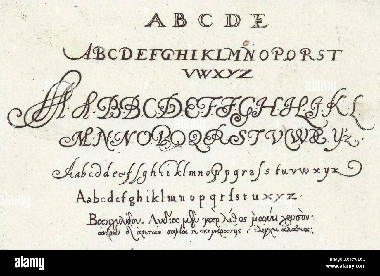 Sei alfabeti, Michiel le Blon, anonimo, Balthasar Caymox, dopo 1611 - 1635 Foto Stock