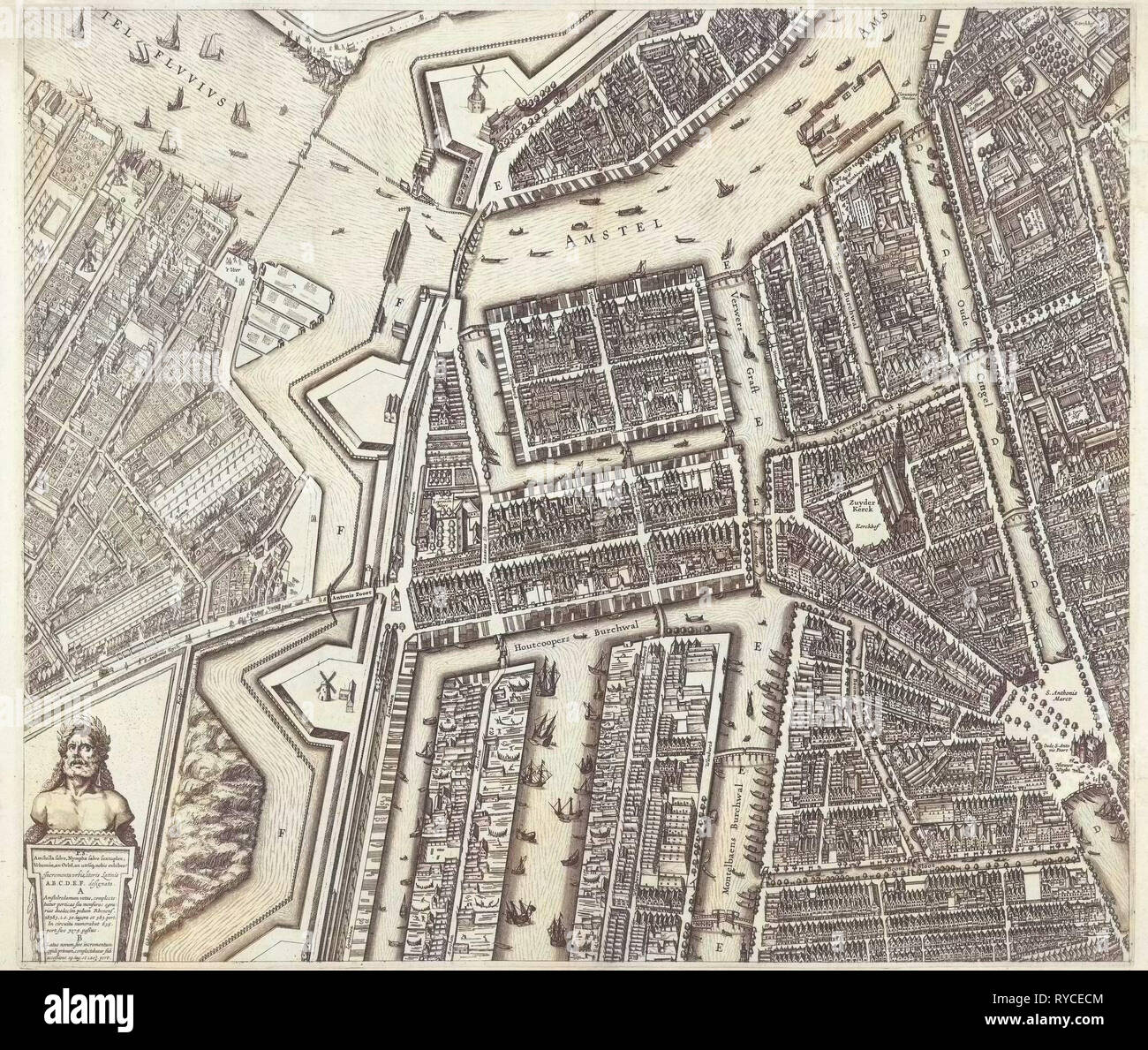 Mappa di Amsterdam (Foglia medio sinistro), 1625, i Paesi Bassi, Balthasar Florisz. van Berckenrode, 1625 Foto Stock