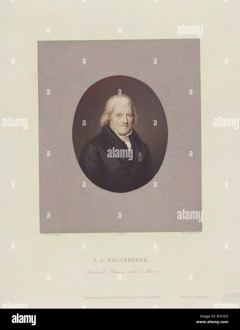 Ritratto di John Leonard Wolterbeek, Johannes Philippus Lange, J.F. Brugman, Frans Buffa en Zonen, 1848 Foto Stock