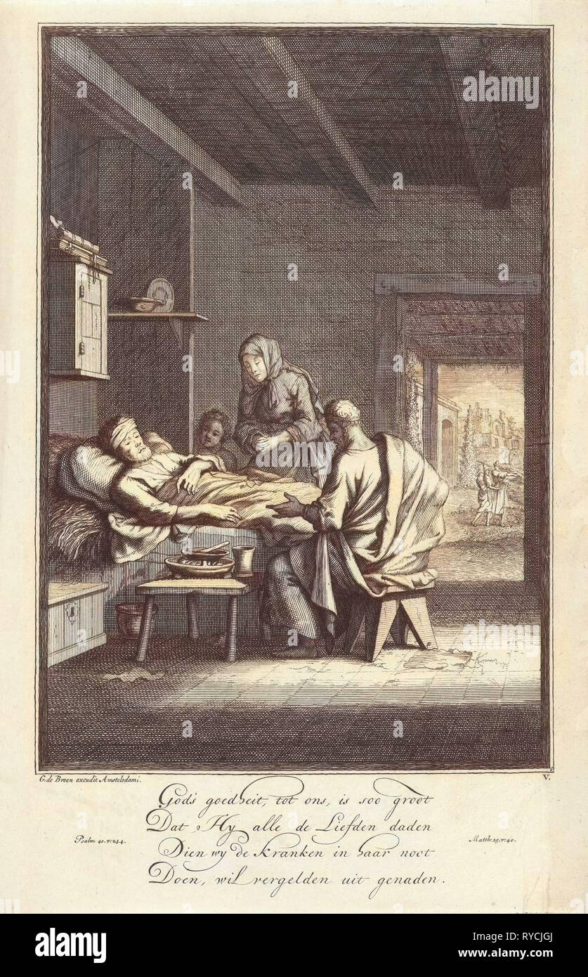 La cura per i malati, Jan Luyken, Gerrit de Broen (Sr), o dopo il 1695 - c. 1740 Foto Stock