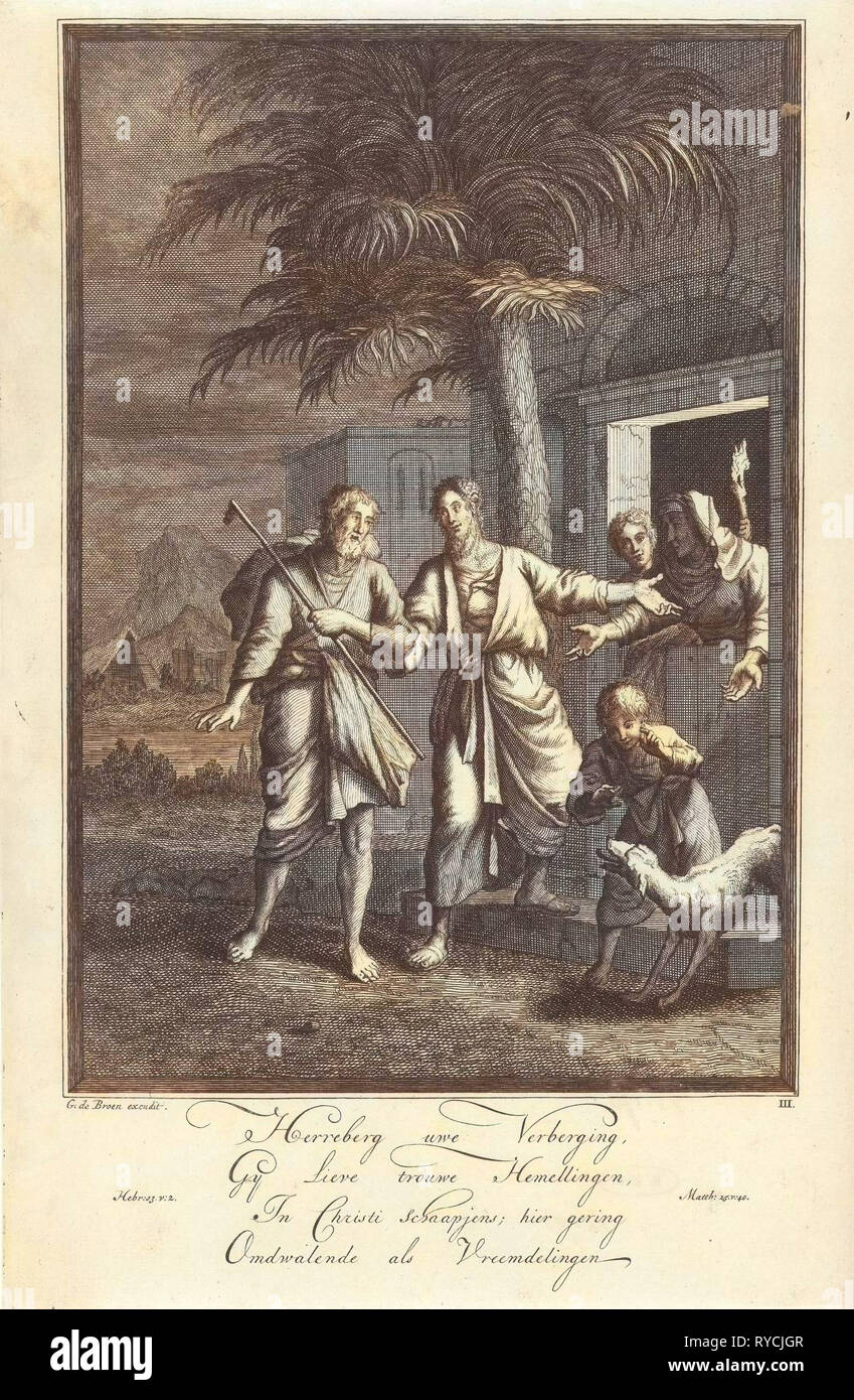 Gli stranieri ostelli, Jan Luyken, Gerrit de Broen (Sr), o dopo il 1695 - c. 1740 Foto Stock