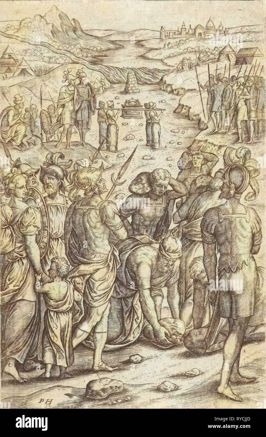 Gli Israeliti il Giordano, Pieter Huys, Pieter van der Borcht (MI), 1545 - 1577 Foto Stock