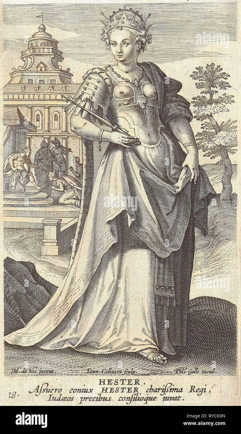 Estere, Jan Collaert (II), Philips Galle, Cornelis Kiliaan, 1588 - 1597 Foto Stock