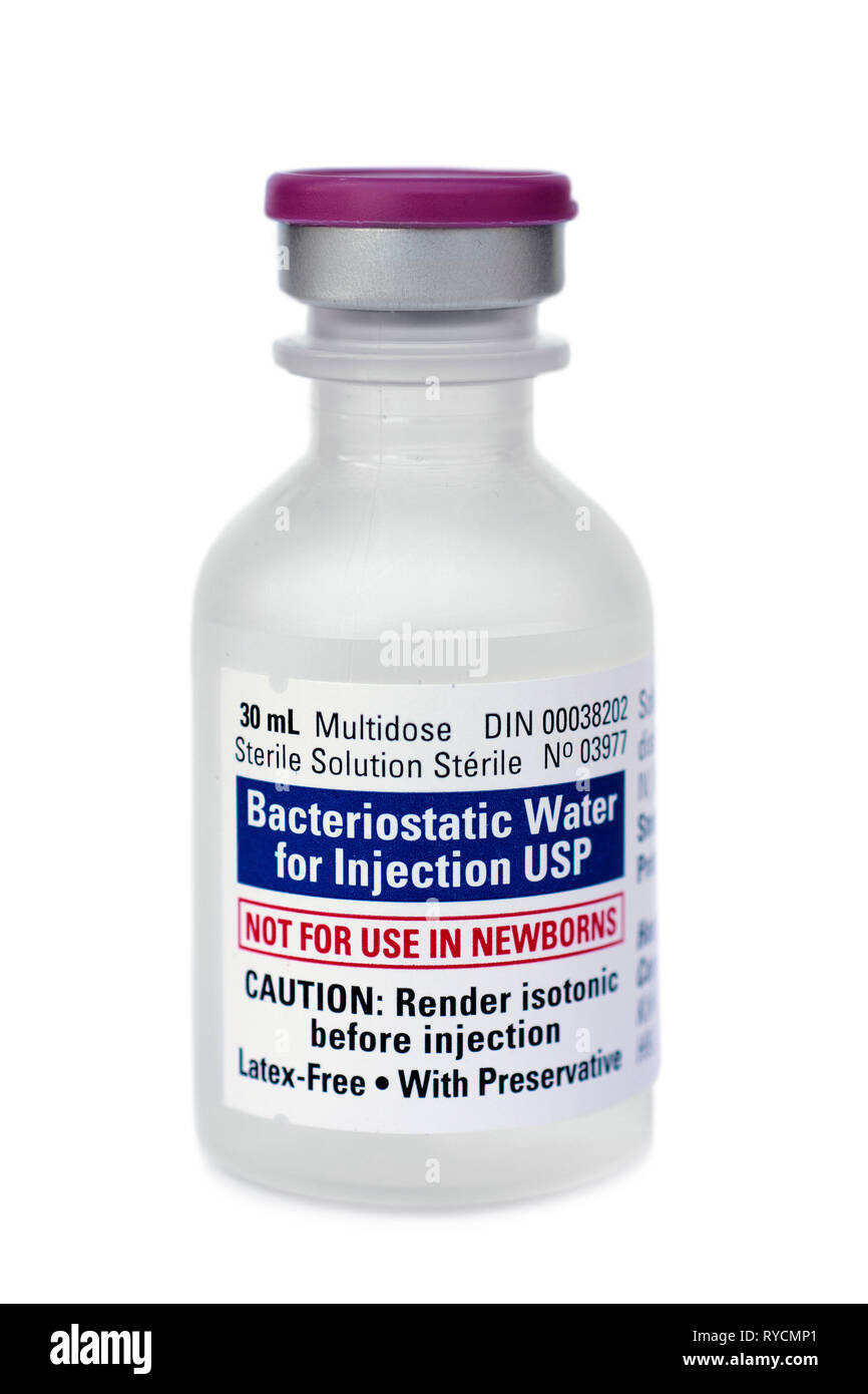 Acqua batteriostatica, BAC BStatic fiala, bottiglia Foto Stock