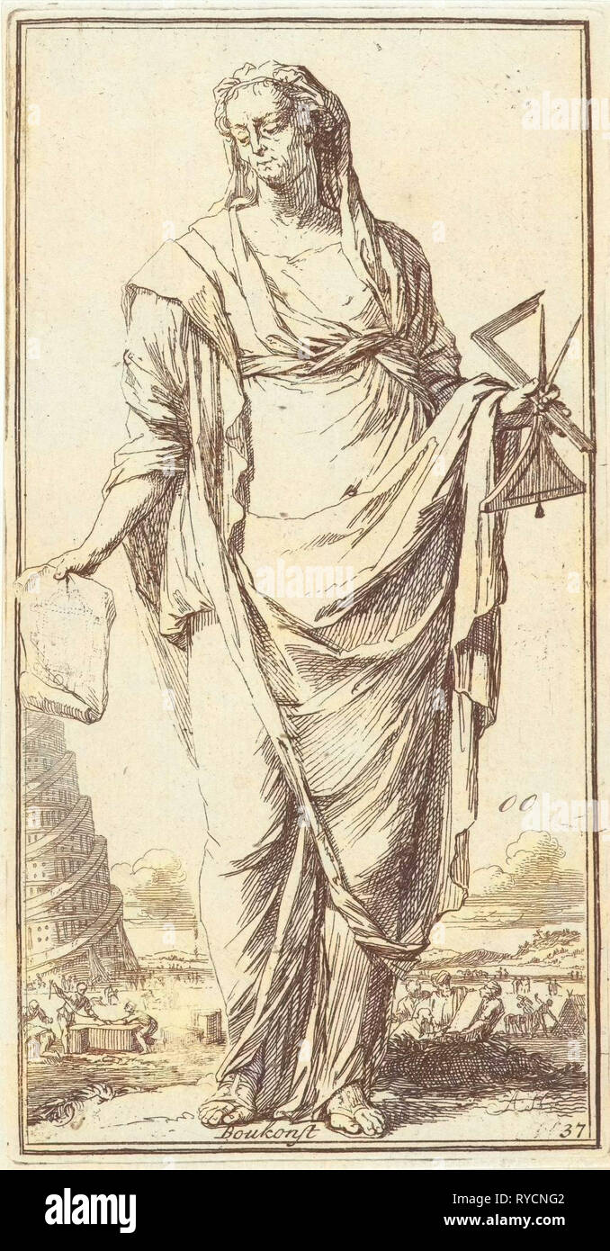 La personificazione di architettura, stampa maker: Arnold Houbraken, Leonard Schenk, 1710 - 1719 Foto Stock
