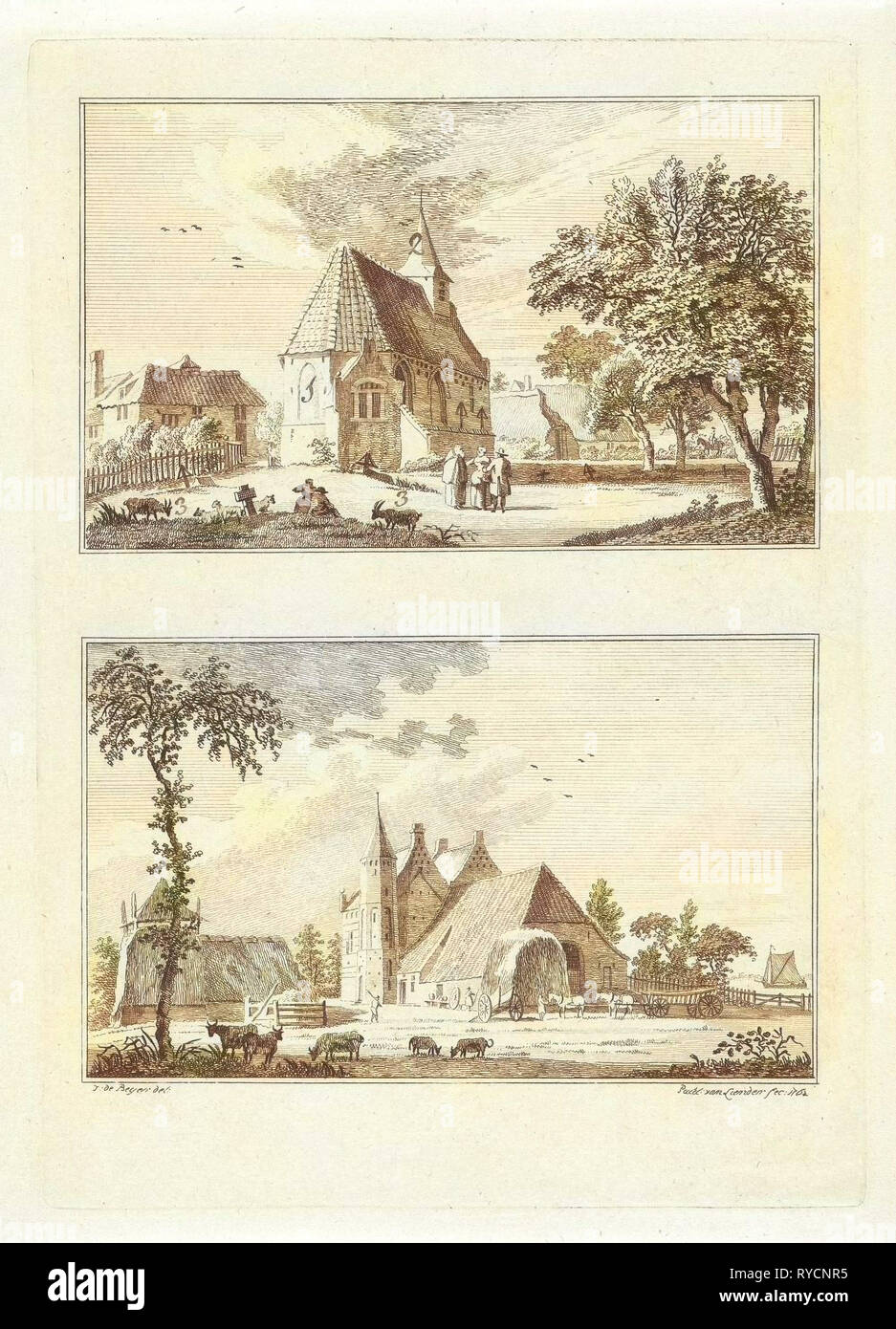 Cappella in Loo e casa Loowaerd, Paesi Bassi, Paulus van Liender, 1762 Foto Stock