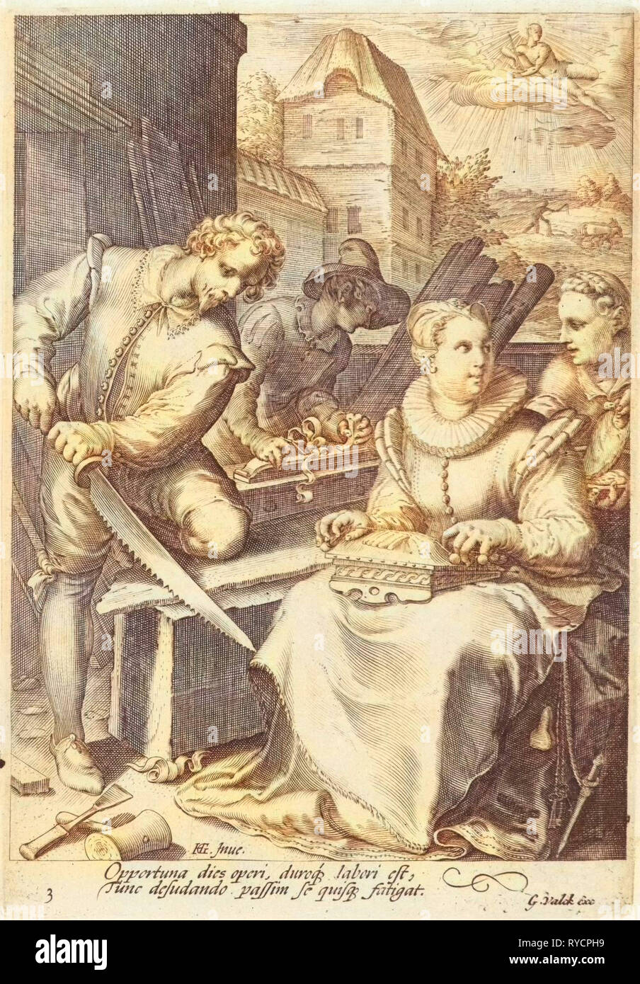 Il pomeriggio, Jan Saenredam, Cornelius Schonaeus, Gerard Valck, 1670 - 1726 Foto Stock