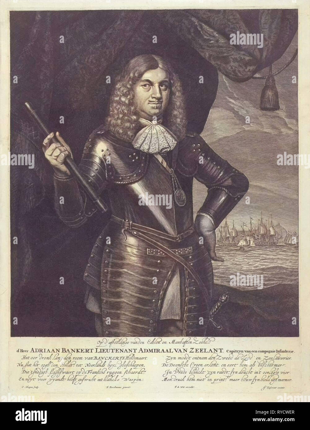 Ritratto di Adriaan Banckert, Christiaan Hagen, Frederik de Wit, c. 1663 - 1695 Foto Stock