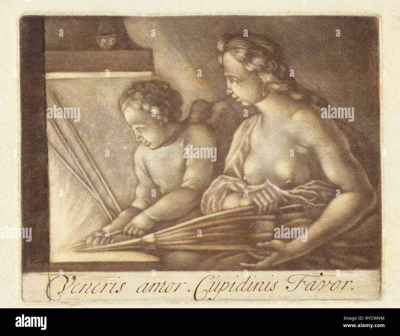 Venere e Amore accende un fuoco, Paul van Somer (II), 1659 - 1704 Foto Stock