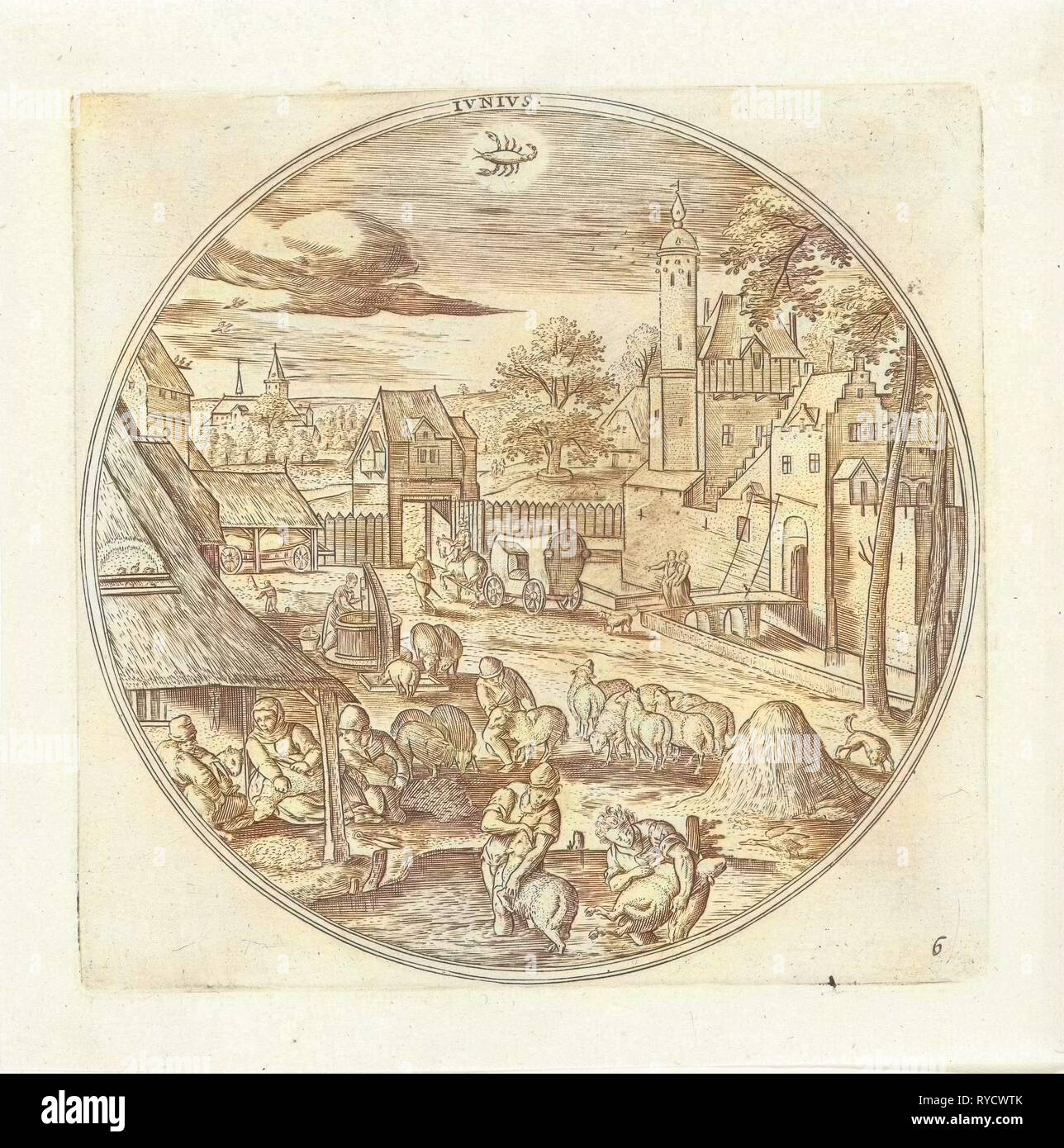 Juni. Adriaen Collaert, Hans Bol, Claes Jansz. Visscher (II), 1578 - 1582 Foto Stock