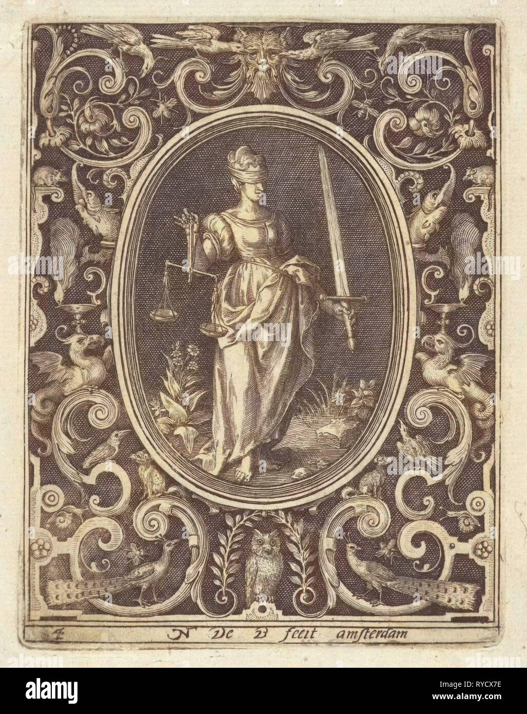Decorazione, stampare maker: Nicolaes De Bruyn, Frederik de Wit, 1581 - 1656 Foto Stock