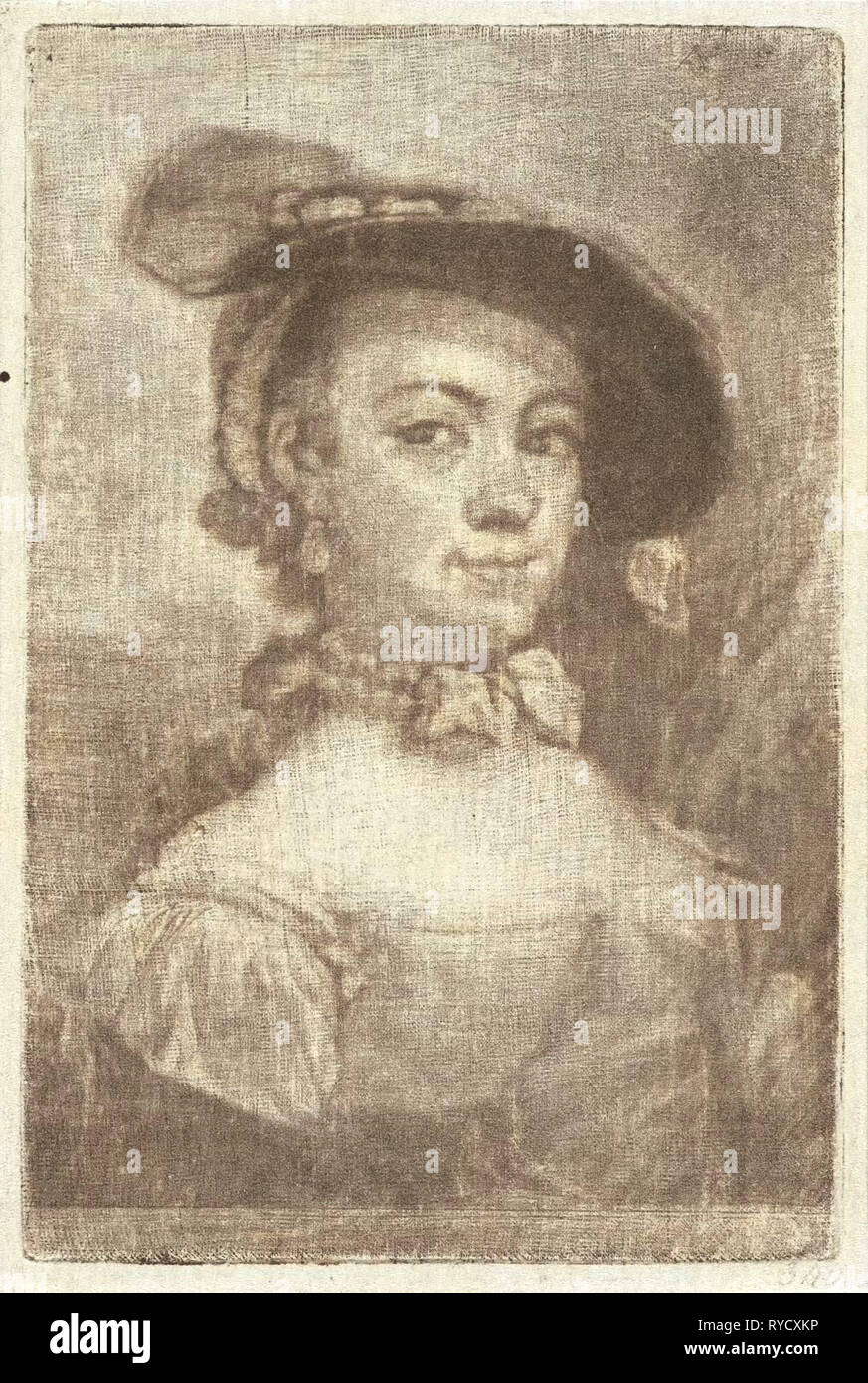 Busto di una donna con cappello, Aert Schouman, 1720 - 1792 Foto Stock