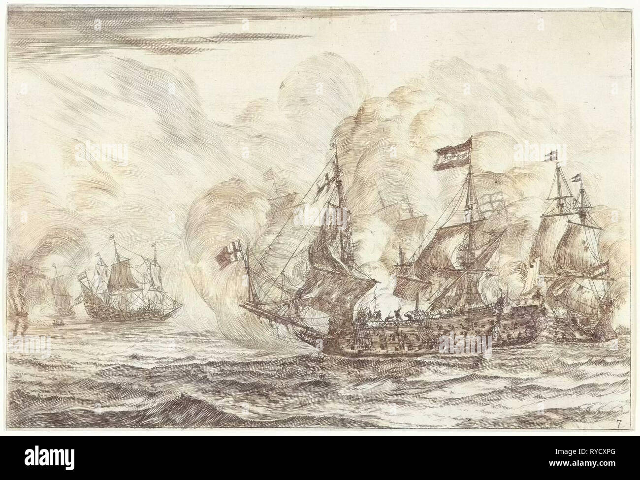 Corazzata acquisizione di una nave, 1652 (?), Reinier Nooms, 1652 - 1654 Foto Stock