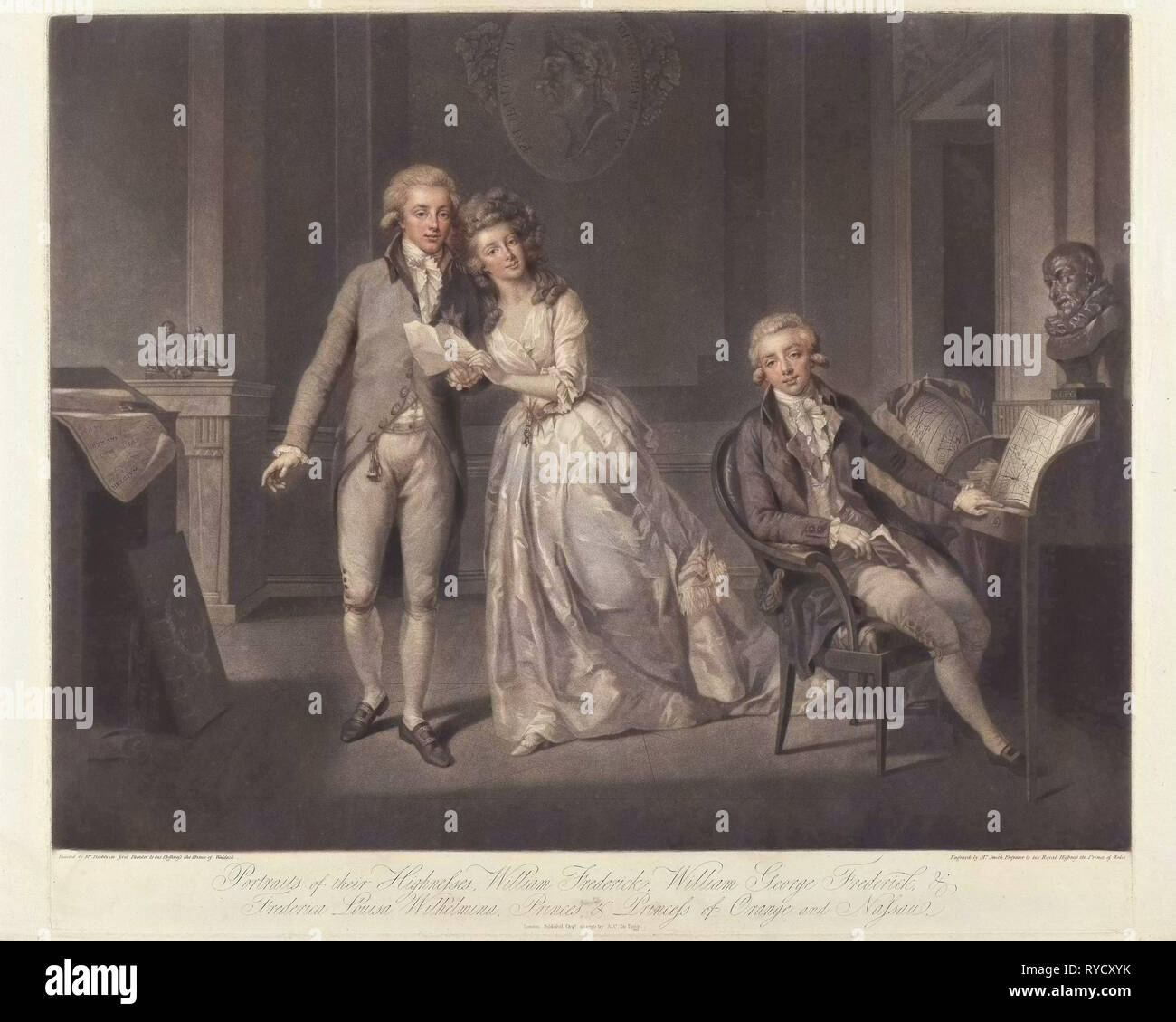 Frederika Louisa Wilhelmina, Principessa van Oranje-Nassau, con i suoi fratelli e Willem Frederik. John Raphael Smith, Tischbein A.C. de Poggi, 1762 - 1812 Foto Stock