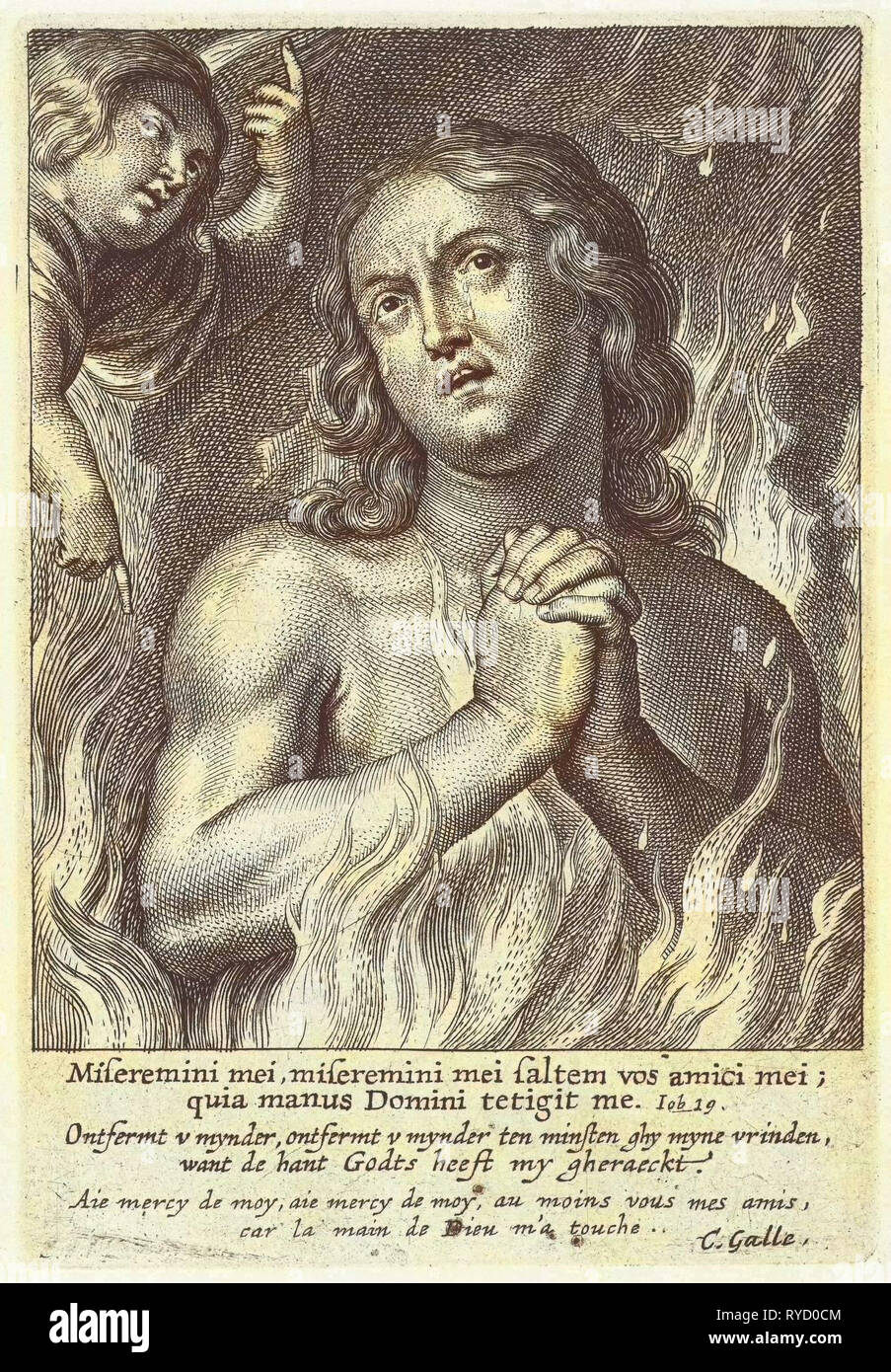 Anima in purgatorio pregate per la misericordia, stampa maker: Schelte Adamsz. Bolswert, Peter Paul Rubens, Cornelis Galle II, 1596 - 1678 Foto Stock