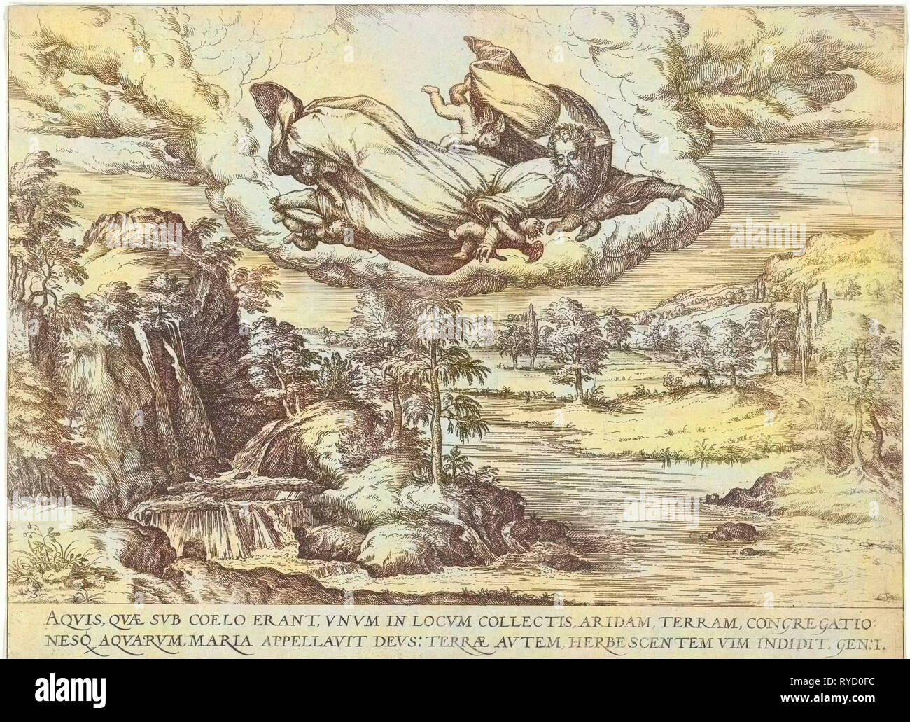 Dio crea acqua e terra, attribuito a Symon Novelanus, 1577 - 1627 Foto Stock