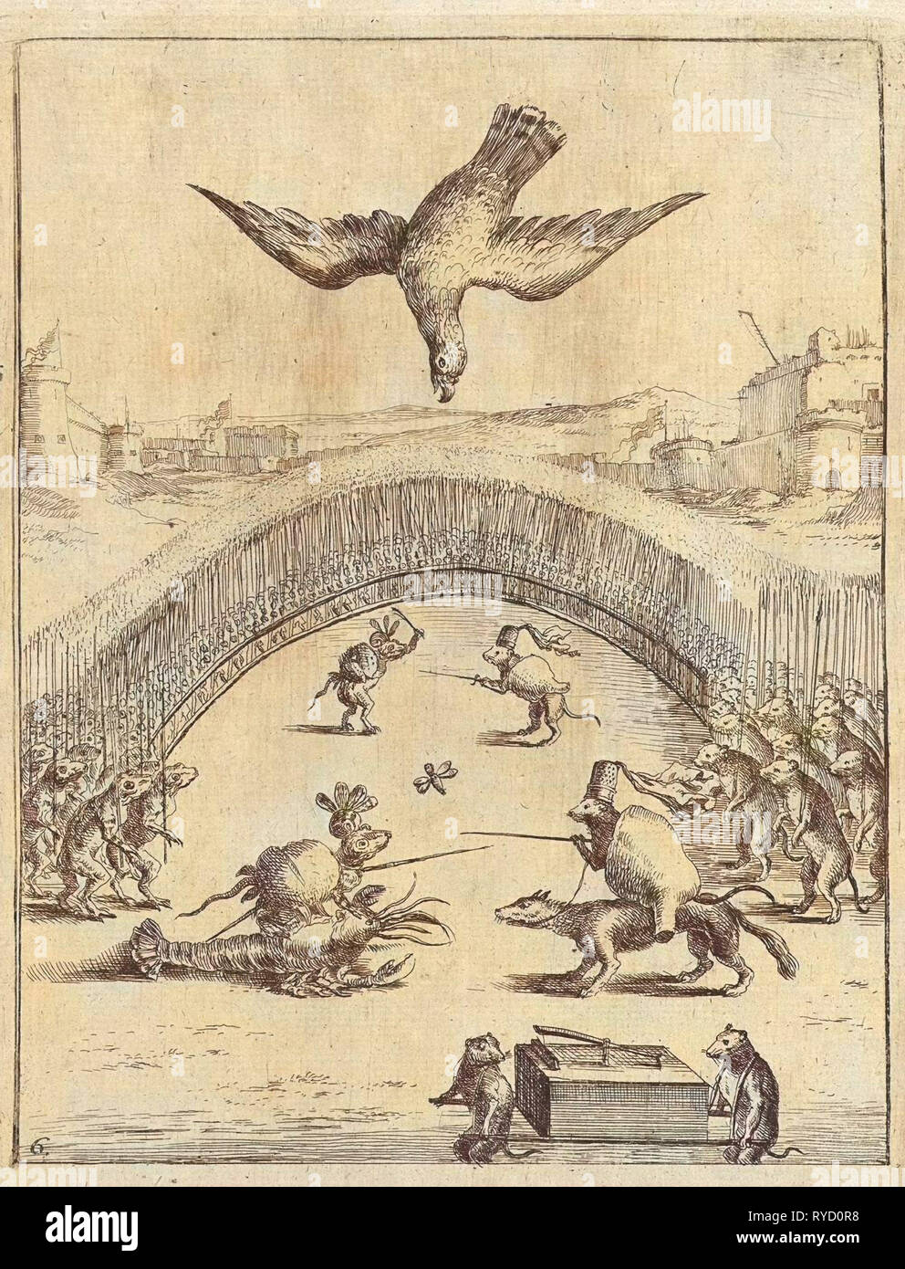 La battaglia di rana e il mouse, stampa maker: Dirk Stoop, John Ogilby, 1665 Foto Stock