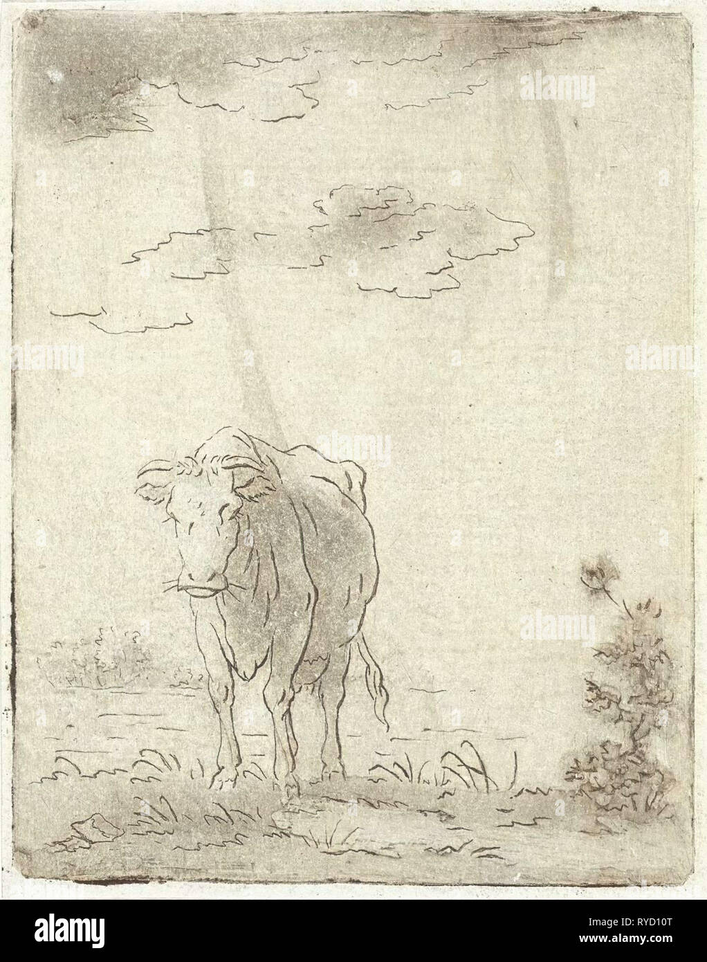 Paesaggio con mucca, Pieter Janson, 1780 - 1851 Foto Stock