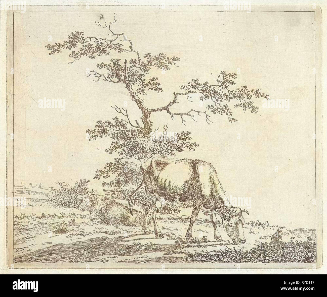 Paesaggio con mucche al pascolo, Pieter Janson, 1780 - 1851 Foto Stock
