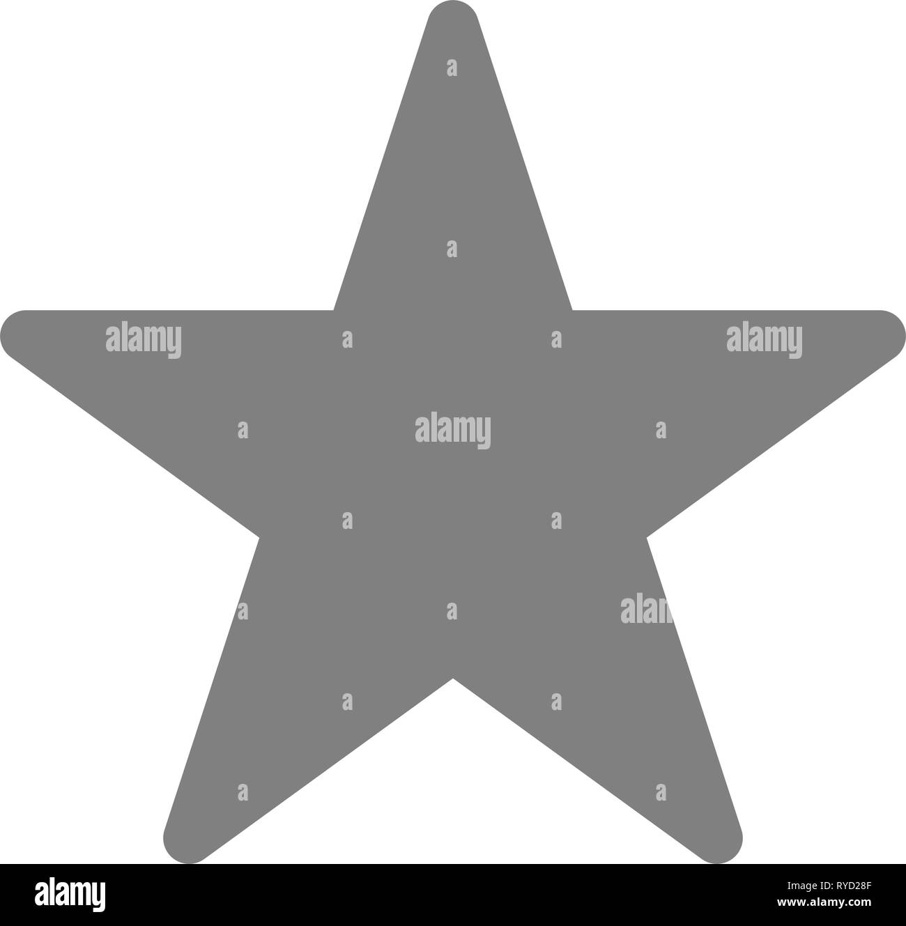 Stella simbolo icona - grigio semplice, 5 punte arrotondate, isolato - illustrazione vettoriale Illustrazione Vettoriale