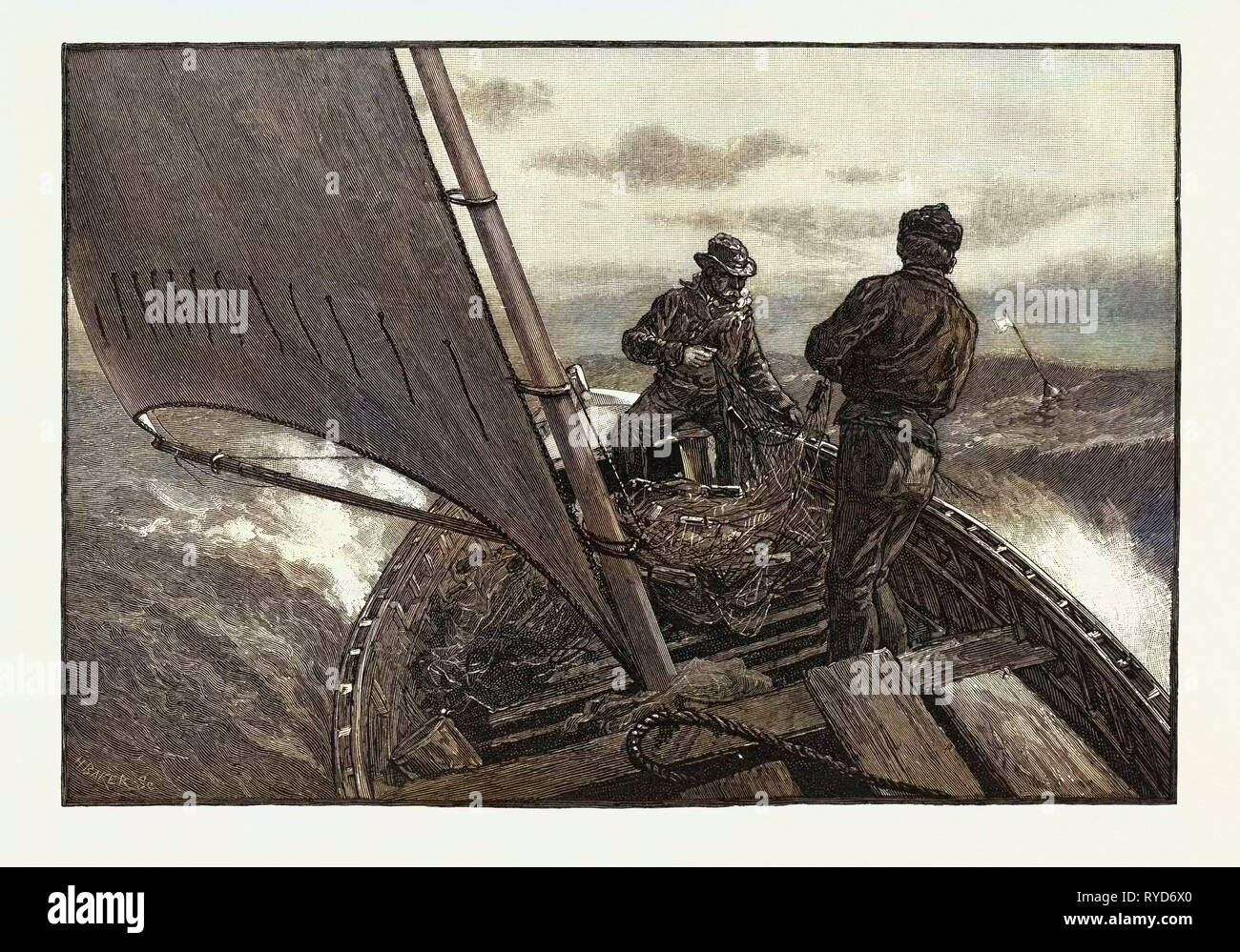 Impostazione del Net, Canada, diciannovesimo secolo incisione Foto Stock