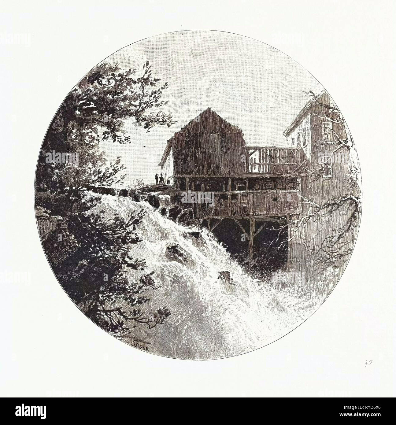 Inglis cade, Canada, diciannovesimo secolo incisione Foto Stock