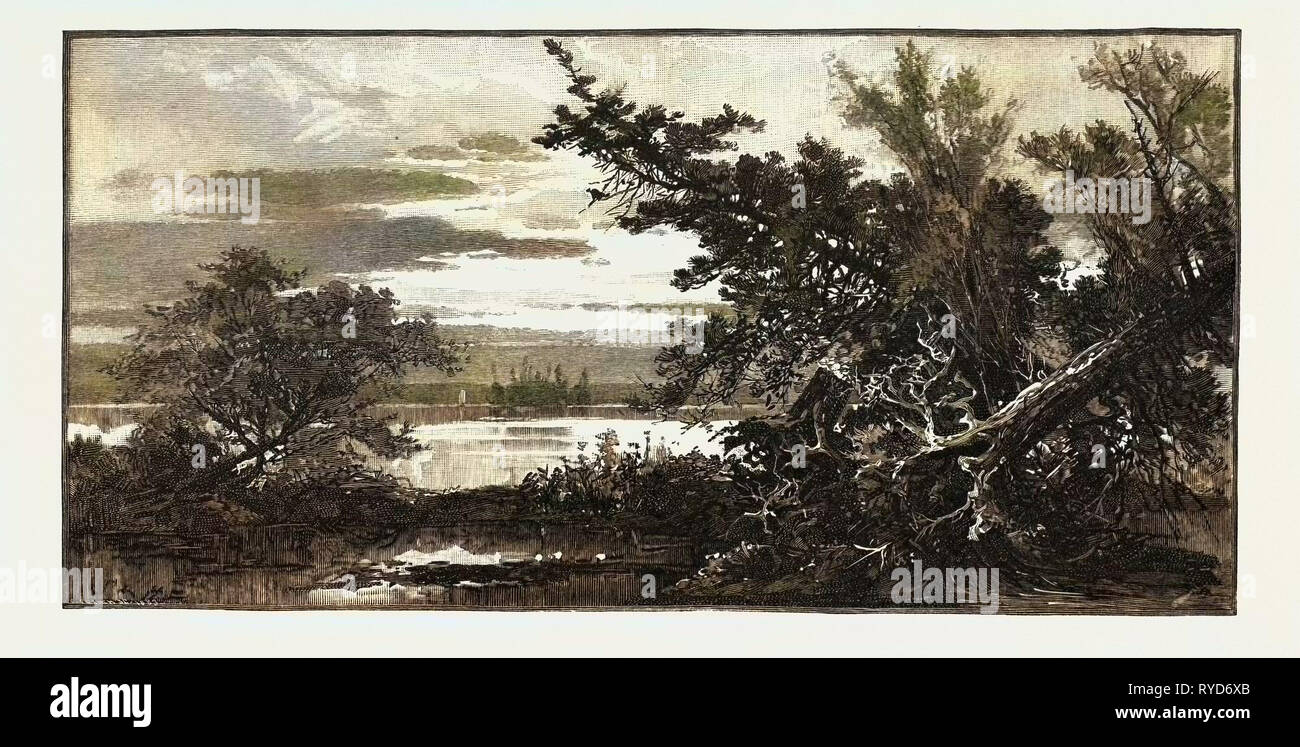Lago Couchiching, Canada, diciannovesimo secolo incisione Foto Stock