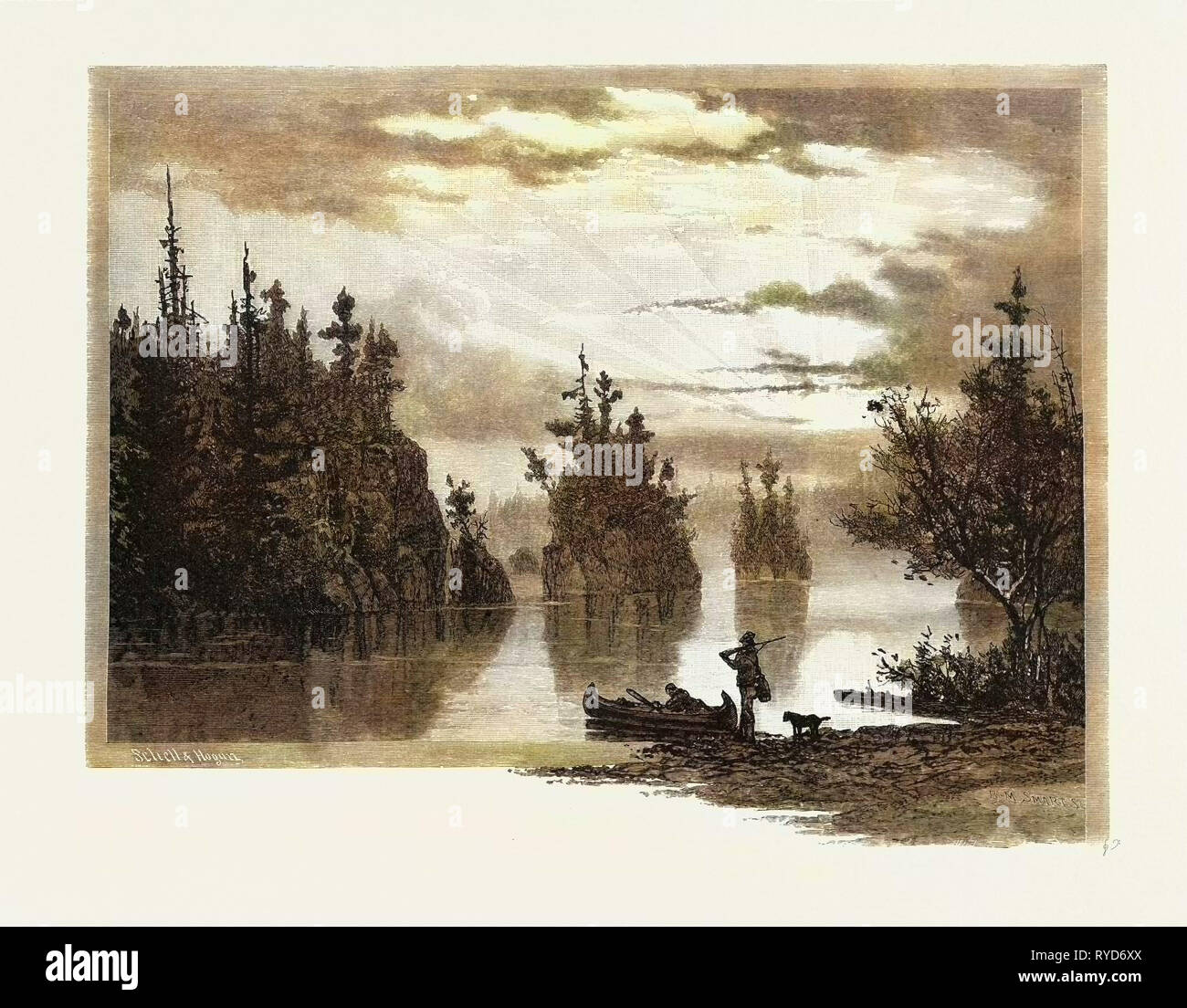 Lago Giuseppe, Canada, diciannovesimo secolo incisione Foto Stock