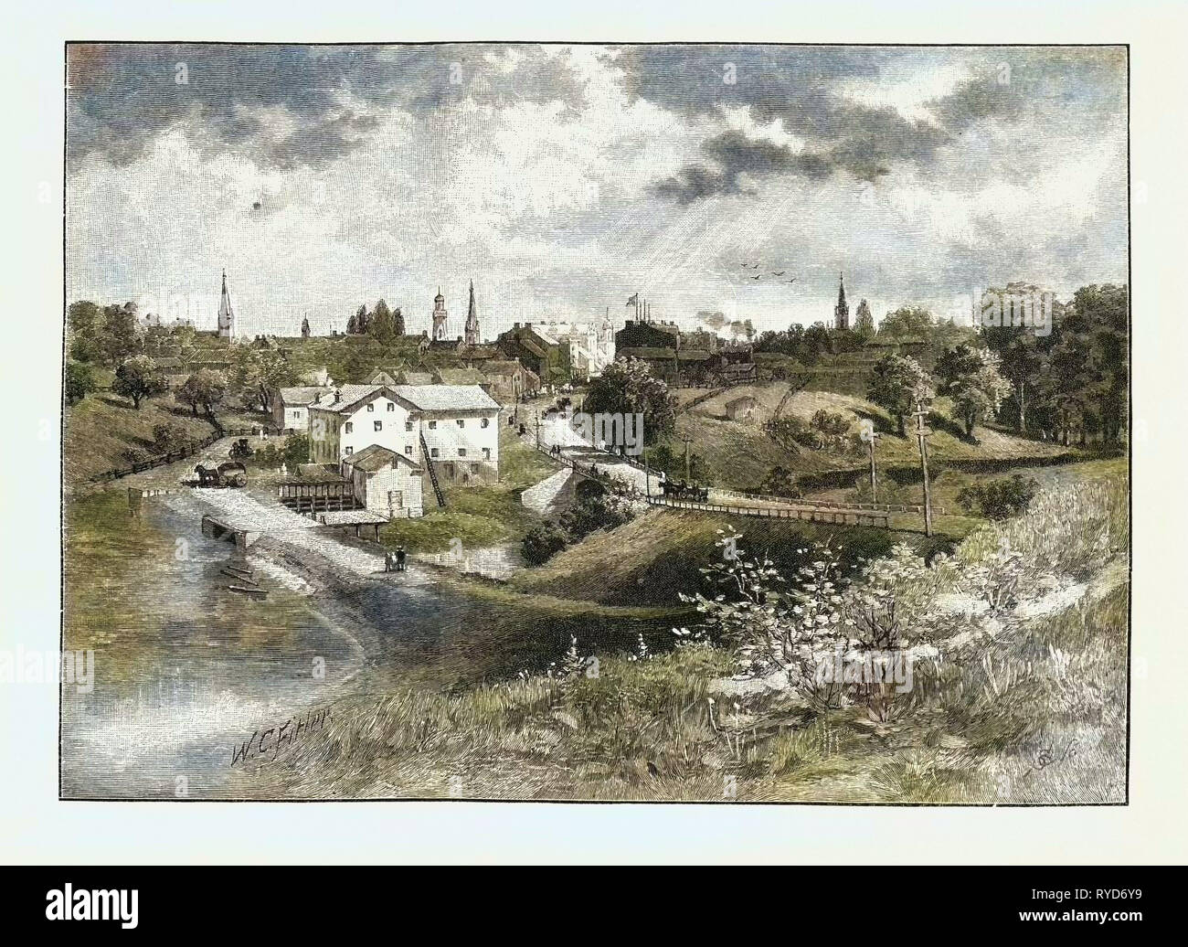 Bowmanville, da ovest, Canada, diciannovesimo secolo incisione Foto Stock