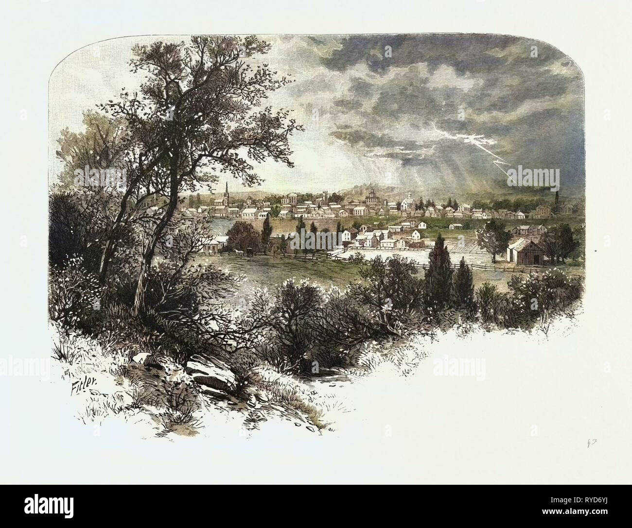 Peterborough, Canada, diciannovesimo secolo incisione Foto Stock