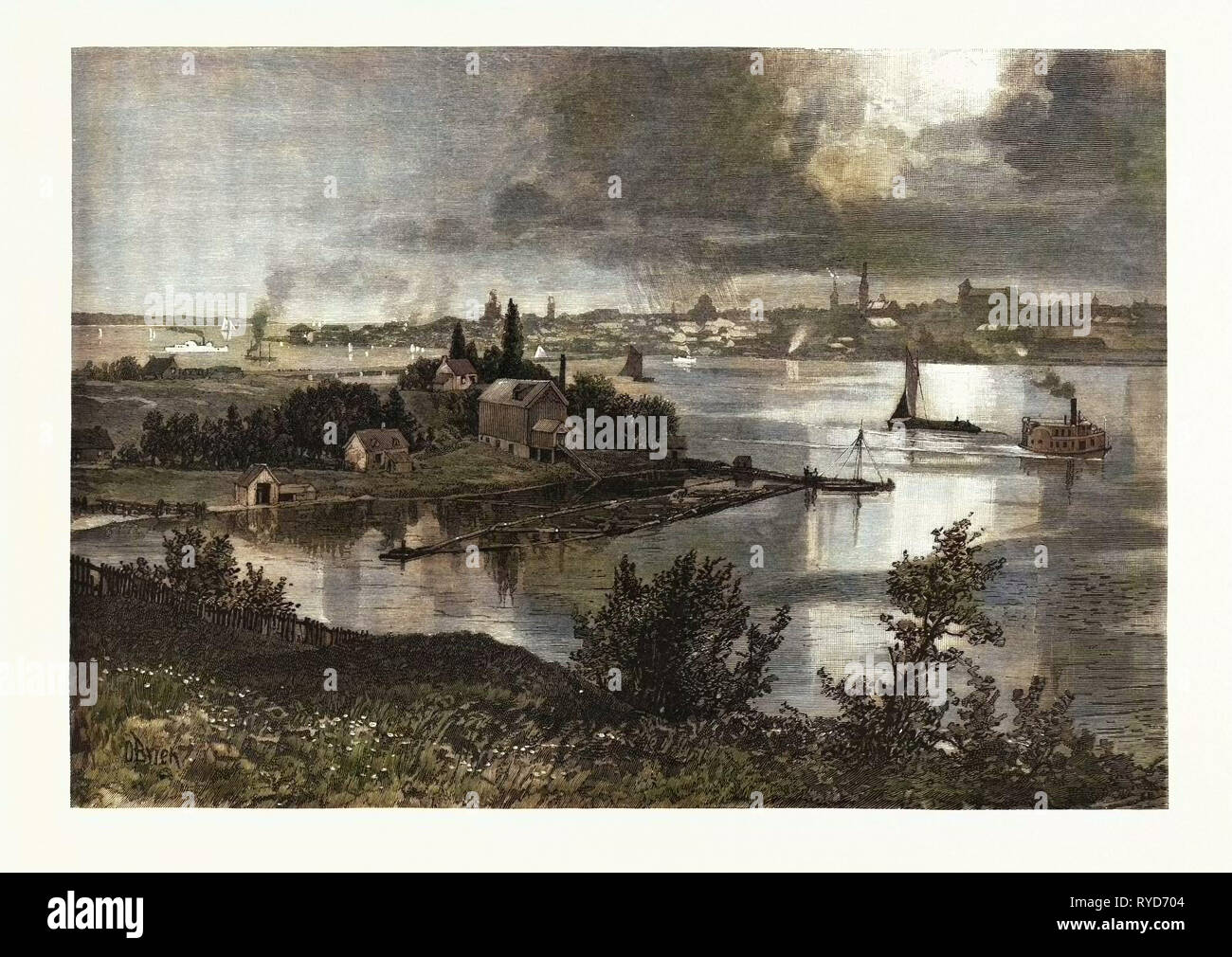 Kingston, da Barriefield, Canada, diciannovesimo secolo incisione Foto Stock