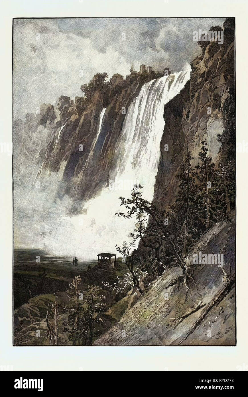 Cascate di Montmorency, Canada, diciannovesimo secolo incisione Foto Stock
