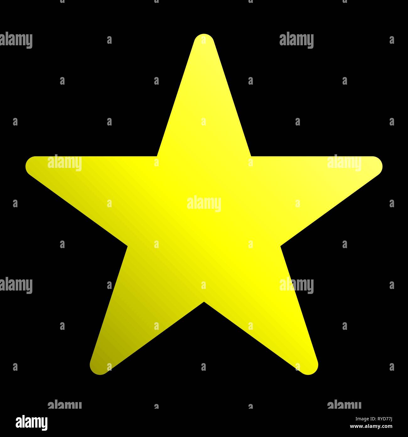 Stella simbolo icona - gradiente di colore giallo, 5 punte arrotondate, isolato - illustrazione vettoriale Illustrazione Vettoriale