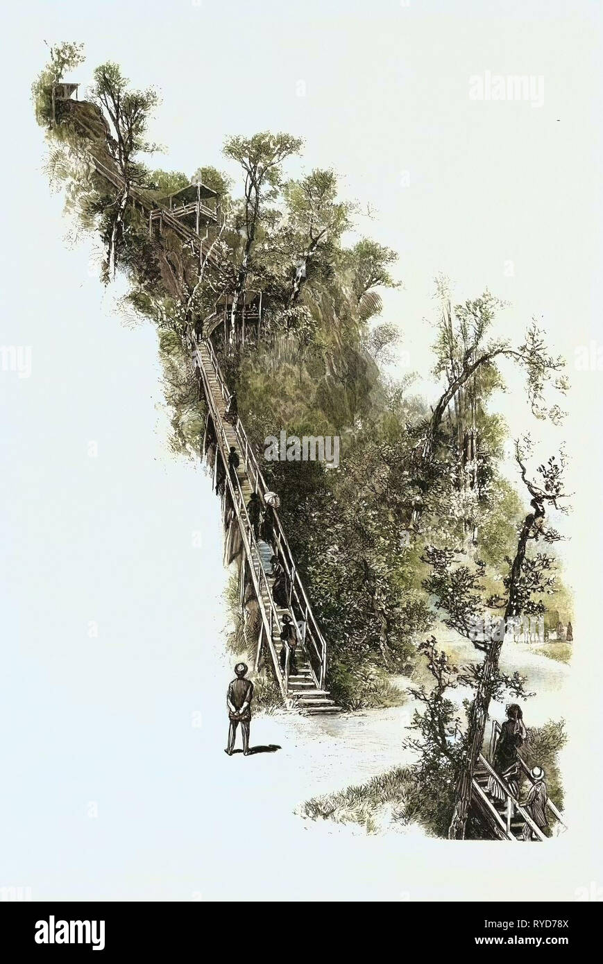 Montreal, l'Escalier, Canada, diciannovesimo secolo incisione Foto Stock