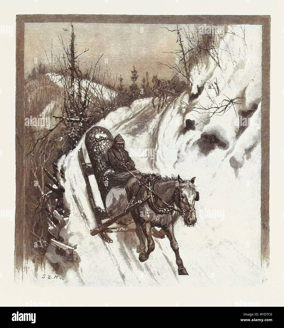 Macchinoso, Canada, diciannovesimo secolo incisione Foto Stock