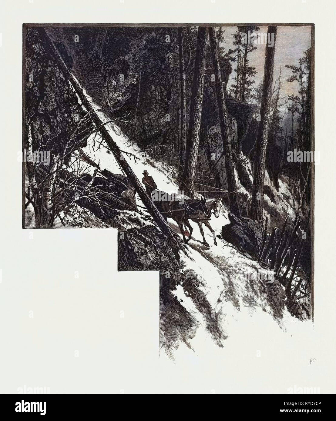 Il circuito di snubbing, macchinoso, Canada, diciannovesimo secolo incisione Foto Stock