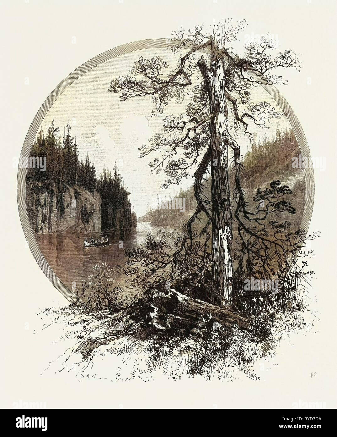 I laghi superiori, Canada, diciannovesimo secolo incisione Foto Stock