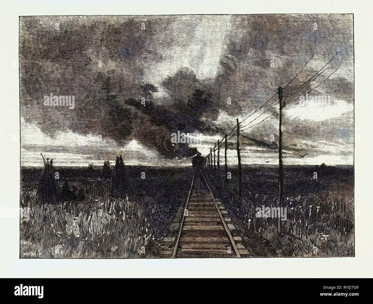 Linea ferroviaria nel Canada del diciannovesimo secolo incisione Foto Stock